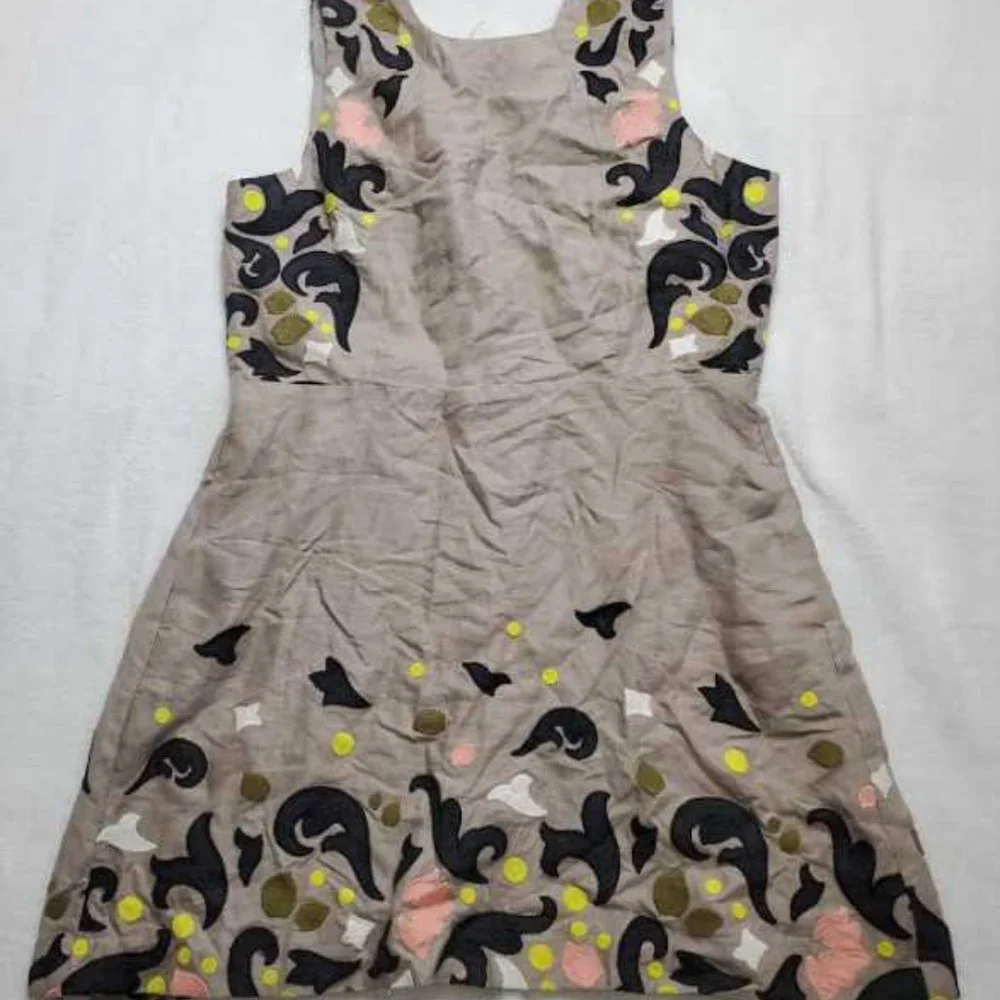 NEW 16 BANANA REPUBLIC HERITAGE COLLECTION EMBROIDERED SHIFT DRESS BOULDER LINEN - Picture 7 of 13